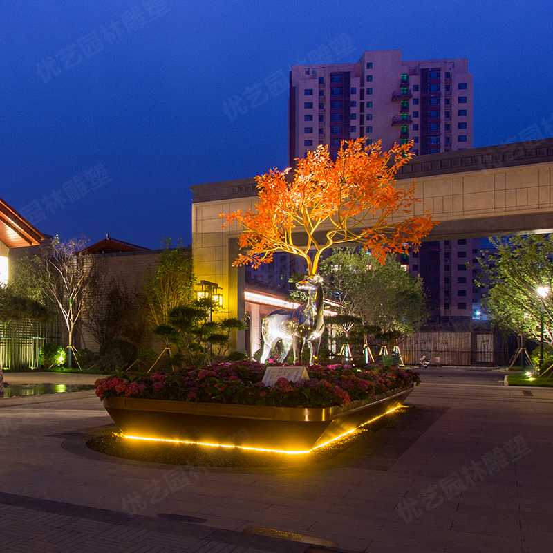 不銹鋼鹿，不銹鋼雕塑廠家，定制不銹鋼雕塑