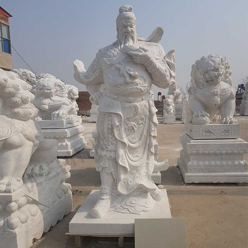 漢白玉關(guān)公像，石雕關(guān)公像，大理石關(guān)公雕像，關(guān)羽雕像，河北石雕關(guān)公廠家.jpg