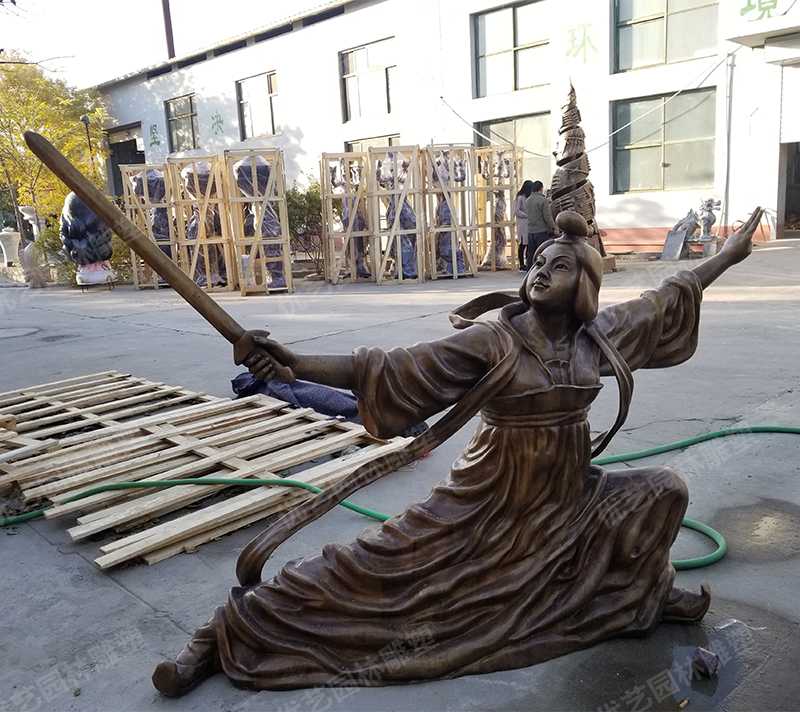 銅人物雕塑，公孫大娘銅雕塑